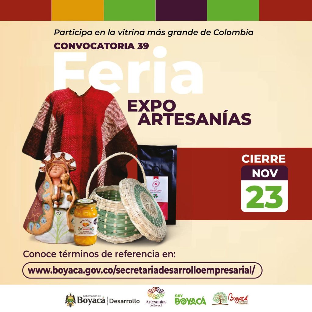 Empresarios de la agroindustria boyacense ya pueden postularse para participar en Expoartesanías 2025 – Convocatoria No. 39 ‘Boyacá Territorio de Sabores’